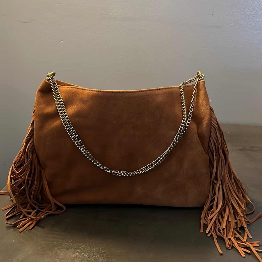 Suede fringe purse
